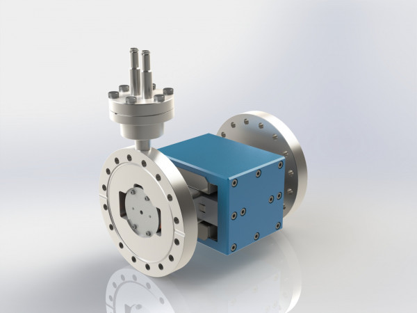 Wien filter with standard DN100 CF flanges and high voltage feedthrough.